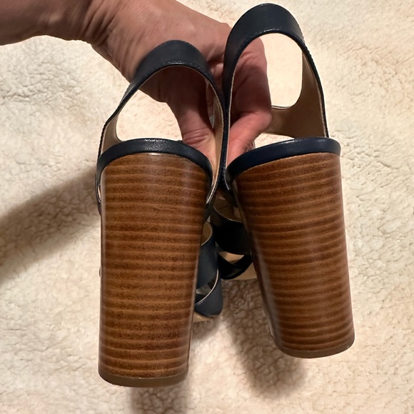 Michael Kors Damita Sandal Admiral Blue zipper leather chunky high heel 8.5M - Picture 7 of 10